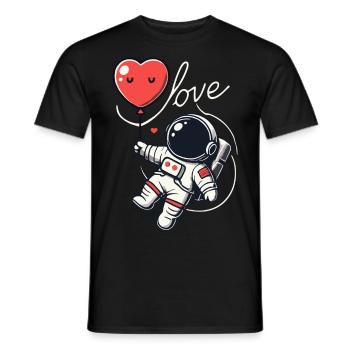 Astronaut holding a heart balloon - Men's T-Shirt - black - Front - AI Model Male 178 light (178cm)