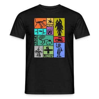 Nazca Lines | Ancient Astronaut Peru Geoglyphs - Men's T-Shirt - black - Front - AI Model Male 178 light (178cm)