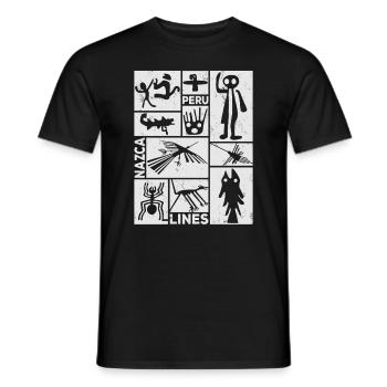 Nazca Lines | Ancient Astronaut Peru Geoglyphs - Men's T-Shirt - black - Front - AI Model Male 178 light (178cm)