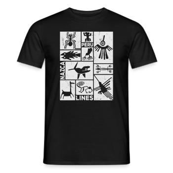 Nazca Lines | Ancient Astronaut Peru Geoglyphs - Men's T-Shirt - black - Front - AI Model Male 178 light (178cm)