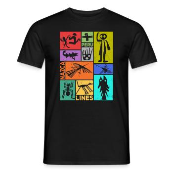 Nazca Lines | Ancient Astronaut Peru Geoglyphs - Men's T-Shirt - black - Front - AI Model Male 178 light (178cm)