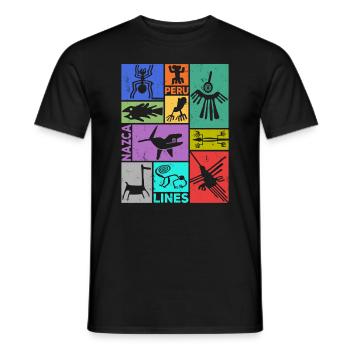 Nazca Lines | Ancient Astronaut Peru Geoglyphs - Men's T-Shirt - black - Front - AI Model Male 178 light (178cm)