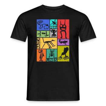 Nazca Lines | Ancient Astronaut Peru Geoglyphs - Men's T-Shirt - black - Front - AI Model Male 178 light (178cm)