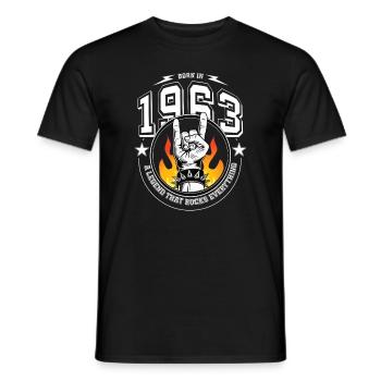 1963 Geburtstag, rockt alles - Männer T-Shirt - Schwarz - Vorne - AI Model Male 178 light (178cm)