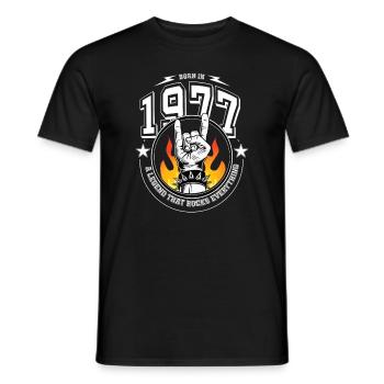 1977 Anniversaire, berce tout - T-shirt homme - noir - Devant - AI Model Male 178 light (178cm)
