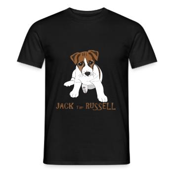 Kleiner Jack Russell Welpe - Männer T-Shirt - Schwarz - Vorne - AI Model Male 178 light (178cm)