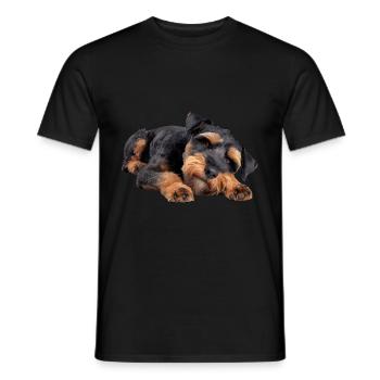 Welsh Terrier - Männer T-Shirt - Schwarz - Vorne - AI Model Male 178 light (178cm)