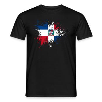 République dominicaine drapeau éclaboussures de peinture blob - T-shirt homme - noir - Devant - AI Model Male 178 light (178cm)