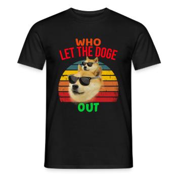 Dogecoin - Who let the doge out - Men's T-Shirt - black - Front - AI Model Male 178 light (178cm)