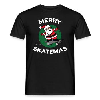 Merry Skatemas | Skateboard Weihnachten Print - Männer T-Shirt - Schwarz - Vorne - AI Model Male 178 light (178cm)