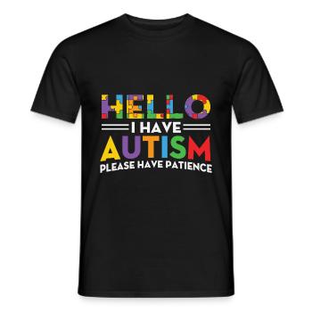 Autismus Hello i have Autism Please Have Patience - Men's T-Shirt - black - Front - AI Model Male 178 light (178cm)
