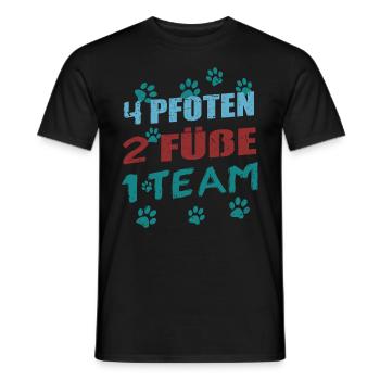 4 Pfoten, 2 Füße, 1 Team - Hunde T-Shirt - Männer T-Shirt - Schwarz - Vorne - AI Model Male 178 light (178cm)