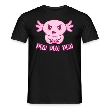 Axolotl gamer Gaming gaming gamble pew pew pew - Men's T-Shirt - black - Front - AI Model Male 178 light (178cm)