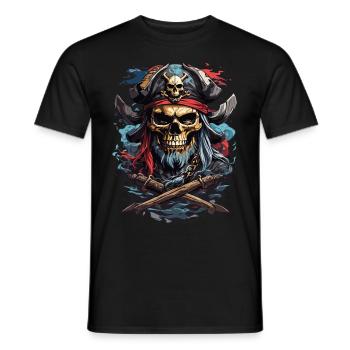 Pirate's Skull: Dark Pirate Tradition - Men's T-Shirt - black - Front - AI Model Male 178 light (178cm)