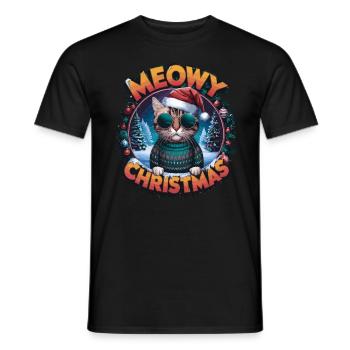 Meowy Christmas - Männer T-Shirt - Schwarz - Vorne - AI Model Male 178 light (178cm)