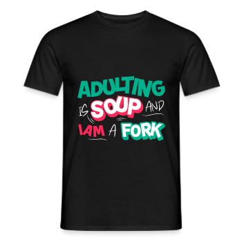 L’âge adulte est une soupe et je suis une fourchette drôle adulte - T-shirt homme - noir - Devant - AI Model Male 178 light (178cm)