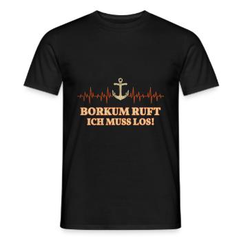 Borkum ruft Herzschlag Ostfriesland Nordsee - Männer T-Shirt - Schwarz - Vorne - AI Model Male 178 light (178cm)