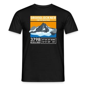 Grossglockner 3798m low poly mountain summit Austria - Men's T-Shirt - black - Front - AI Model Male 178 light (178cm)
