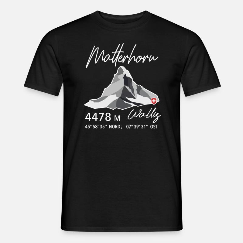 Matterhorn Zermatt Schweizer Berg Retro Low Poly - Männer T-Shirt - Schwarz