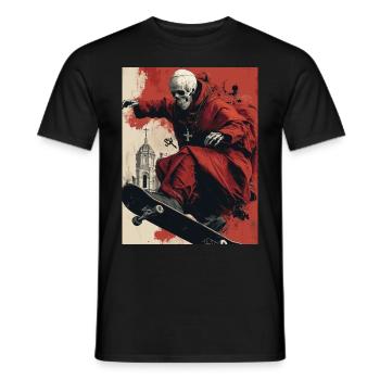 Creepy Pope - Skull, Skelett, Totenkopf, Skater - Männer T-Shirt - Schwarz - Vorne - AI Model Male 178 light (178cm)
