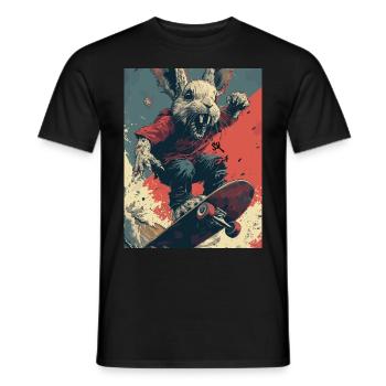 Creepy Bunny - Skull, Skelett, Totenkopf, Skater - Männer T-Shirt - Schwarz - Vorne - AI Model Male 178 light (178cm)