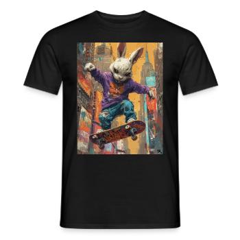 Creepy Bunny - Skull, Skelett, Totenkopf, Skater - Männer T-Shirt - Schwarz - Vorne - AI Model Male 178 light (178cm)