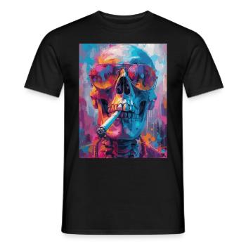 Smoking Skull, Totenkopf mit Zigarette - Männer T-Shirt - Schwarz - Vorne - AI Model Male 178 light (178cm)
