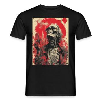 Smoking Skull, Totenkopf mit Zigarette - Männer T-Shirt - Schwarz - Vorne - AI Model Male 178 light (178cm)