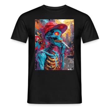 Smoking Skull, Totenkopf mit Zigarette - Männer T-Shirt - Schwarz - Vorne - AI Model Male 178 light (178cm)