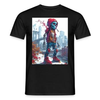 Smoking Skull, Totenkopf mit Zigarette - Männer T-Shirt - Schwarz - Vorne - AI Model Male 178 light (178cm)