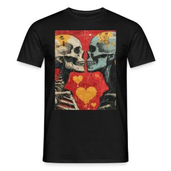 French Kiss - Skull, Skelett, Totenkopf - Männer T-Shirt - Schwarz - Vorne - AI Model Male 178 light (178cm)