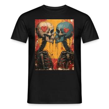 French Kiss - Skull, Skelett, Totenkopf - Männer T-Shirt - Schwarz - Vorne - AI Model Male 178 light (178cm)