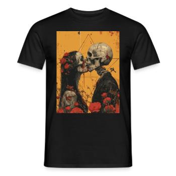 French Kiss - Skull, Skelett, Totenkopf - Männer T-Shirt - Schwarz - Vorne - AI Model Male 178 light (178cm)