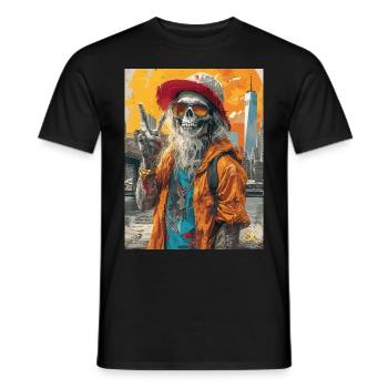 Freaky World - Skull, Totenkopf - Männer T-Shirt - Schwarz - Vorne - AI Model Male 178 light (178cm)
