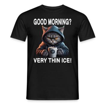 Good morning Very thin - Men's T-Shirt - black - Front - AI Model Male 178 light (178cm)