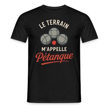 Le Terrain M'appelle Pétanque - Boule Design - Men's T-Shirt - black - Front - AI Model Male 178 light (178cm)