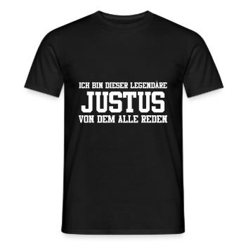 Justus Name Design - Männer T-Shirt - Schwarz - Vorne - AI Model Male 178 light (178cm)