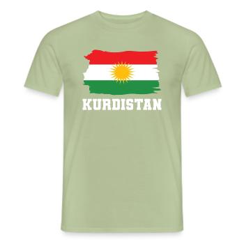 Drapeau kurde kurde kurde kurde son biji - T-shirt homme - vert sauge - Devant - AI Model Male 178 light (178cm)