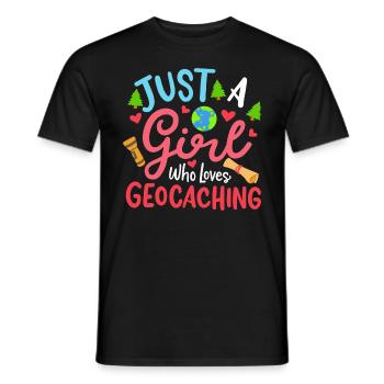 Mädchen, das Geocaching liebt - Männer T-Shirt - Schwarz - Vorne - AI Model Male 178 light (178cm)