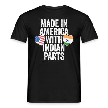 FABRIQUÉ EN AMÉRIQUE AVEC DES PIÈCES INDIENNES - T-shirt homme - noir - Devant - AI Model Male 178 light (178cm)