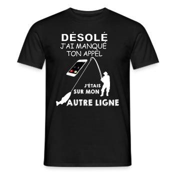 Pêcheur en ligne - T-shirt homme - noir - Devant - AI Model Male 178 light (178cm)