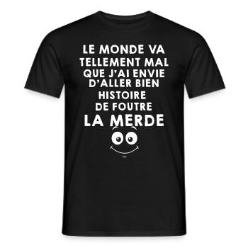 Je Vais Bien Humour Foutre La Merde - T-shirt homme - noir - Devant - AI Model Male 178 light (178cm)