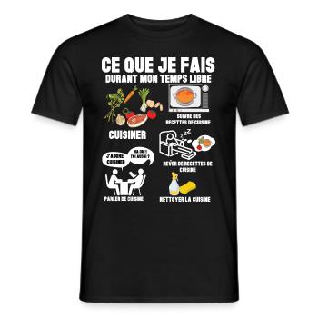 Cuisine Passion Métier Cuisinier Cuisinière - T-shirt homme - noir - Devant - AI Model Male 178 light (178cm)