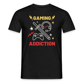 Gaming addiction - Men's T-Shirt - black - Front - AI Model Male 178 light (178cm)