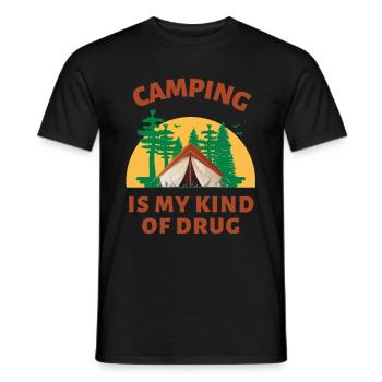 Camping my kind of drug - Men's T-Shirt - black - Front - AI Model Male 178 light (178cm)