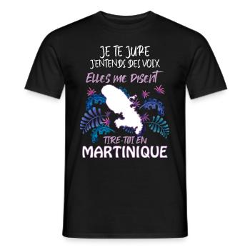 Martinique Antilles drôle j'entends des voix - T-shirt homme - noir - Devant - AI Model Male 178 light (178cm)