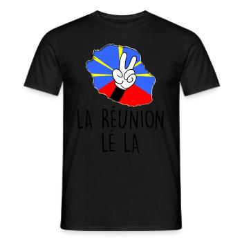 île De La Réunion Drapeau Réunionnais Lé La - T-shirt homme - noir - Devant - AI Model Male 178 light (178cm)