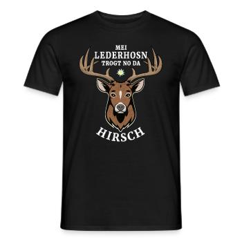 Mei Lederhosen tucks no da Hirsch - Men's T-Shirt - black - Front - AI Model Male 178 light (178cm)