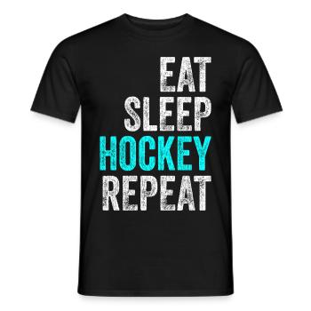 Eat Sleep Hockey Repeat hockey saying vintage - Men's T-Shirt - black - Front - AI Model Male 178 light (178cm)