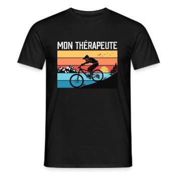 Mon Thérapeute Vélo - T-shirt homme - noir - Devant - AI Model Male 178 light (178cm)